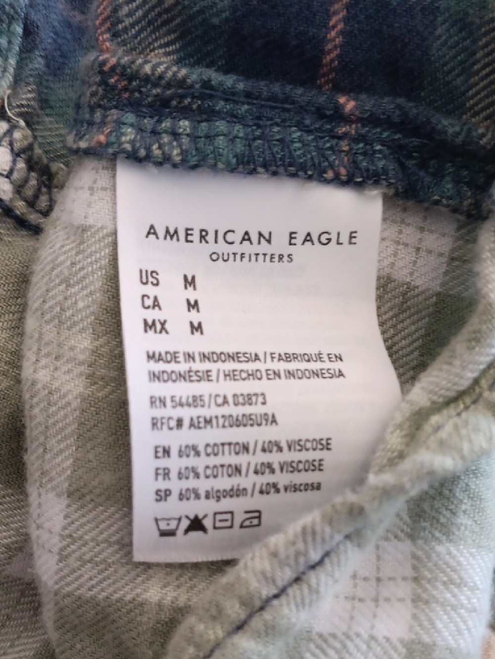 American Eagle Plaid Patchwork Button Shirt M Grunge Indie Distressed - Picture 5 of 6